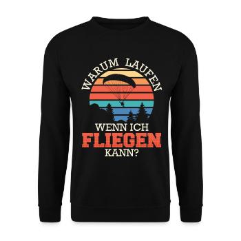 Gleitschirmfliegen WARUM LAUFEN Lustiges - Unisex Pullover - Schwarz - Vorne - Alina (178cm) & Michal (187cm)