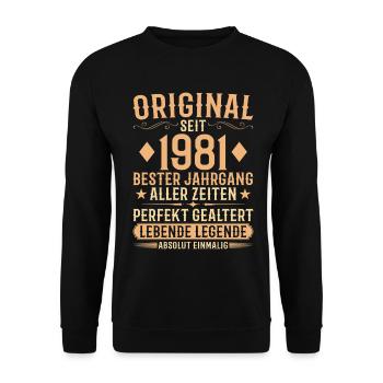 Original Jahrgang 1981 Baujahr Geburtstag - Unisex Pullover - Schwarz - Vorne - Alina (178cm) & Michal (187cm)