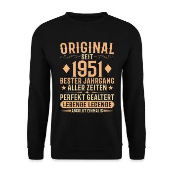 Original Jahrgang 1951 Baujahr Geburtstag - Unisex Pullover - Schwarz - Vorne - Alina (178cm) & Michal (187cm)