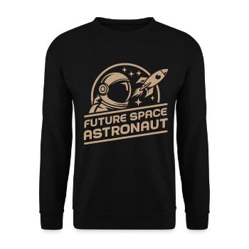 Future Space Astronaut Retro Weltraum Abenteuer - Unisex Pullover - Schwarz - Vorne - Alina (178cm) & Michal (187cm)