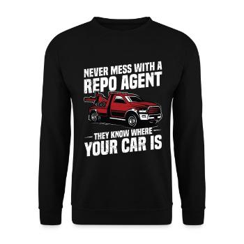 Inkasso-Agent Polizeifreunde Autobergung - Unisex Pullover - Schwarz - Vorne - Alina (178cm) & Michal (187cm)