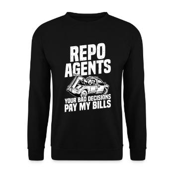  Repossession Agent Car Recovery Asset Recovery - Unisex Sweatshirt - black - Front - Alina (178cm) & Michal (187cm)