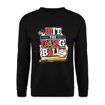 Hit the Dang Ball Baseball Shirt – Funny Tee - Unisex Sweatshirt - black - Front - Alina (178cm) & Michal (187cm)
