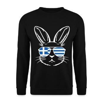 Griechische Oster-griechische Flagge Osterhase - Unisex Pullover - Schwarz - Vorne - Alina (178cm) & Michal (187cm)