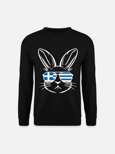 Greek Easter Greek Flag Easter Rabbit - Unisex Sweatshirt - black