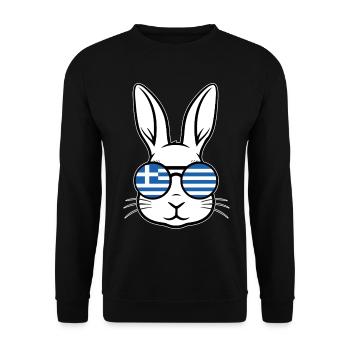 Greek Easter Greek Flag Easter Rabbit Bunny - Unisex Sweatshirt - black - Front - Alina (178cm) & Michal (187cm)