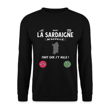 La Sardaigne M’Appelle Faut Que J’Y Aille Humour - Sweat-shirt Unisexe - noir - Devant - Alina (178cm) & Michal (187cm)