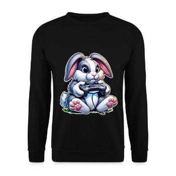 Joueur avec manette - Sweat-shirt Unisexe - noir - Devant - Alina (178cm) & Michal (187cm)