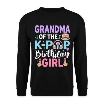 Grandma Of The K-Pop Birthday Girl - Unisex Sweatshirt - black - Front - Alina (178cm) & Michal (187cm)