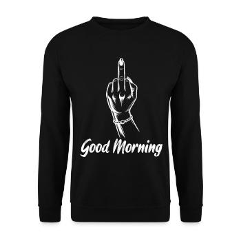 Tenue sarcasme du majeur du bon matin - Sweat-shirt Unisexe - noir - Devant - Alina (178cm) & Michal (187cm)