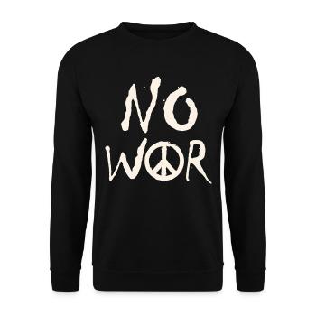 NO WAR – Statement für den Frieden gegen den Krieg - Unisex Pullover - Schwarz - Vorne - Alina (178cm) & Michal (187cm)