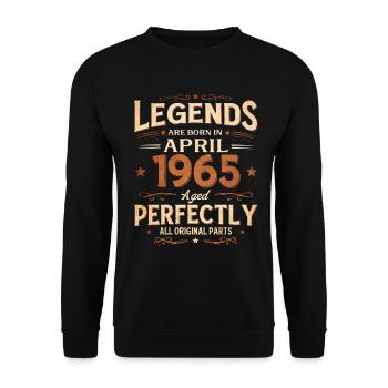 61st Birthday Gift Husband April 1965 Legendary - Unisex Sweatshirt - black - Front - Alina (178cm) & Michal (187cm)