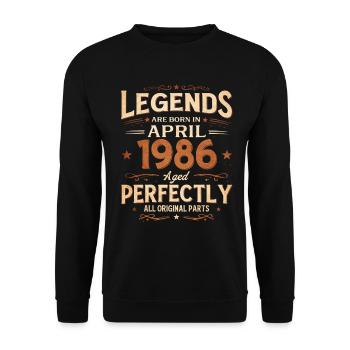 Cadeau pour 40 ans Mari avril 1986 Légendaire - Sweat-shirt Unisexe - noir - Devant - Alina (178cm) & Michal (187cm)