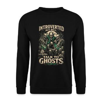 Friedhof Goth Introverted But Will Talk To Ghosts - Unisex Pullover - Schwarz - Vorne - Alina (178cm) & Michal (187cm)