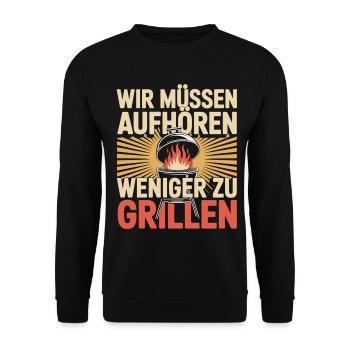 Grillen Spruch T-Shirt - Unisex Pullover - Schwarz - Vorne - Alina (178cm) & Michal (187cm)