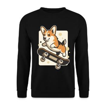 T-shirt Corgi Skateboard Corgi Skateur - Sweat-shirt Unisexe - noir - Devant - Alina (178cm) & Michal (187cm)