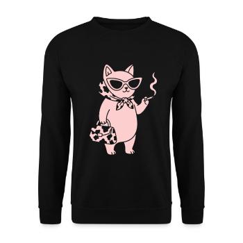 Chat rose avec des lunettes de soleil - Sweat-shirt Unisexe - noir - Devant - Alina (178cm) & Michal (187cm)