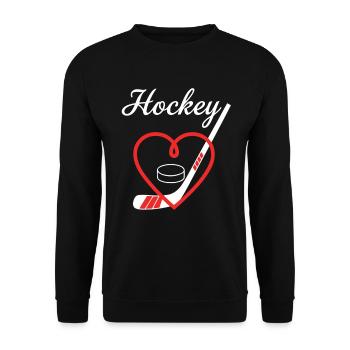 Eishockey Herz Puck Schläger - Unisex Pullover - Schwarz - Vorne - Alina (178cm) & Michal (187cm)