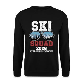Ski Squad 2026 Skiurlaub - Unisex Pullover - Schwarz - Vorne - Alina (178cm) & Michal (187cm)