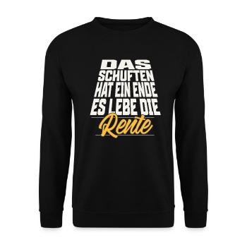 Rentner Rente Das Schuften Hat Ein Ende - Unisex Pullover - Schwarz - Vorne - Alina (178cm) & Michal (187cm)