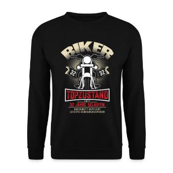 32nd Birthday Motorcyclist Motorcycle - Unisex Sweatshirt - black - Front - Alina (178cm) & Michal (187cm)