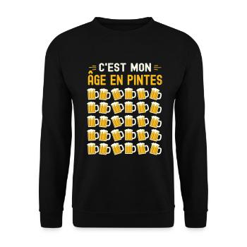 Mon Âge En Pintes 30 ans Humour Anniversaire Bière - Sweat-shirt Unisexe - noir - Devant - Alina (178cm) & Michal (187cm)
