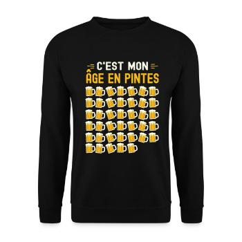 Mon Âge En Pintes 40 ans Humour Anniversaire Bière - Sweat-shirt Unisexe - noir - Devant - Alina (178cm) & Michal (187cm)