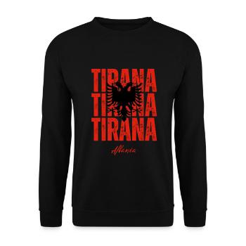 Tirana im Herzen, Albanien Gegenwart - Unisex Pullover - Schwarz - Vorne - Alina (178cm) & Michal (187cm)