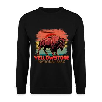 Buffalo Yellowstone National Park - Unisex Sweatshirt - black - Front - Alina (178cm) & Michal (187cm)
