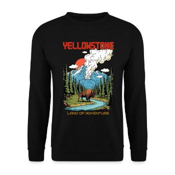 Yellowstone National Park Land Of Adventure - Unisex Sweatshirt - black - Front - Alina (178cm) & Michal (187cm)
