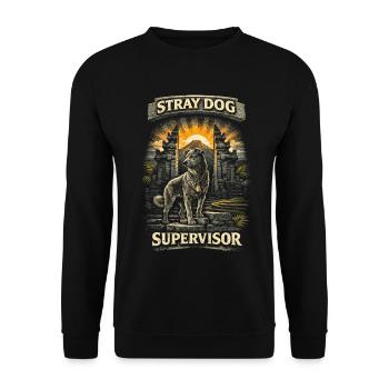 Bali Reise Stray Dog Supervisor - Unisex Pullover - Schwarz - Vorne - Alina (178cm) & Michal (187cm)