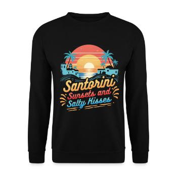 Santorini Sunsets And Salty Kisses - Unisex Pullover - Schwarz - Vorne - Alina (178cm) & Michal (187cm)