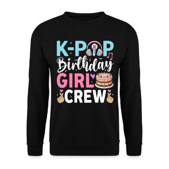 K-Pop Birthday Girl Crew - Unisex Sweatshirt - black - Front - Alina (178cm) & Michal (187cm)