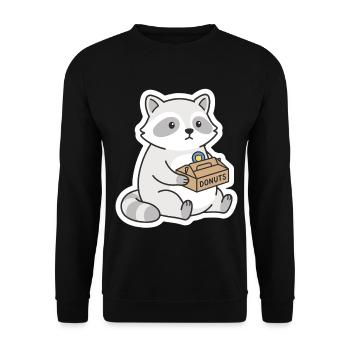 Motif de Donuts de raton laveur DONUTS - Sweat-shirt Unisexe - noir - Devant - Alina (178cm) & Michal (187cm)