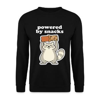 Powered by Snacks Raccoon Motif - Unisex Sweatshirt - black - Front - Alina (178cm) & Michal (187cm)