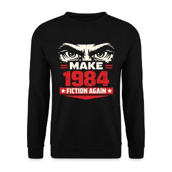 Make 1984 Fiction Again - Unisex Sweatshirt - black - Front - Alina (178cm) & Michal (187cm)