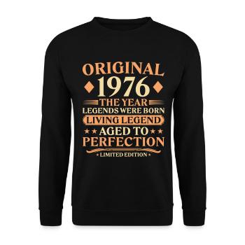 50. Geburtstag - Original 1976 Jahrgang - Unisex Pullover - Schwarz - Vorne - Alina (178cm) & Michal (187cm)