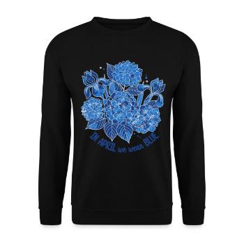 Blaue Hortensien Blume - Unisex Pullover - Schwarz - Vorne - Alina (178cm) & Michal (187cm)