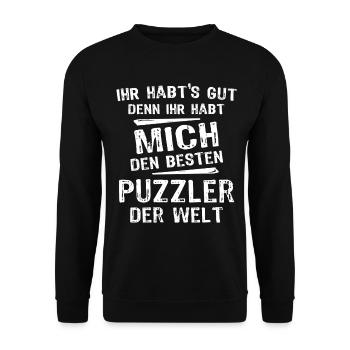 Puzzler - Unisex Pullover - Schwarz - Vorne - Alina (178cm) & Michal (187cm)