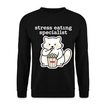 Stress Eating Specialist Raccoon - Unisex Sweatshirt - black - Front - Alina (178cm) & Michal (187cm)