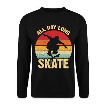 Coucher de soleil rétro de skate toute la journée - Sweat-shirt Unisexe - noir - Devant - Alina (178cm) & Michal (187cm)