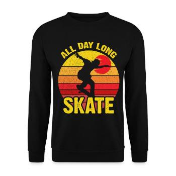 Ganztägiger Skate Retro Sunset - Unisex Pullover - Schwarz - Vorne - Alina (178cm) & Michal (187cm)