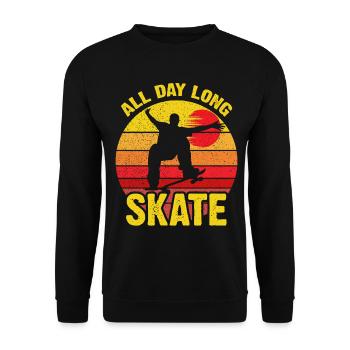 Coucher de soleil rétro de skate toute la journée - Sweat-shirt Unisexe - noir - Devant - Alina (178cm) & Michal (187cm)