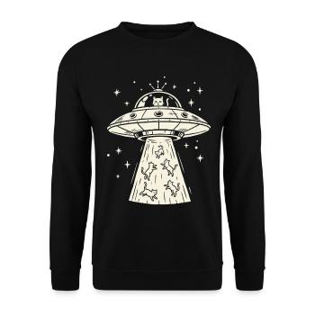 Cats UFO Abduction - Animal Alien Sci-Fi - Unisex Sweatshirt - black - Front - Alina (178cm) & Michal (187cm)