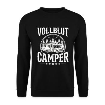Camper Shirt for Real Camping Fans - Unisex Sweatshirt - black - Front - Alina (178cm) & Michal (187cm)