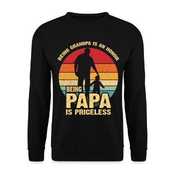 Opa zu sein, Papa zu sein – unbezahlbar - Unisex Pullover - Schwarz - Vorne - Alina (178cm) & Michal (187cm)
