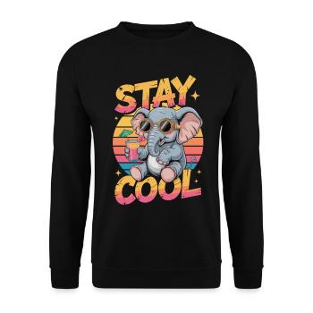 Éléphant avec lunettes de soleil – Reste au frais - Sweat-shirt Unisexe - noir - Devant - Alina (178cm) & Michal (187cm)