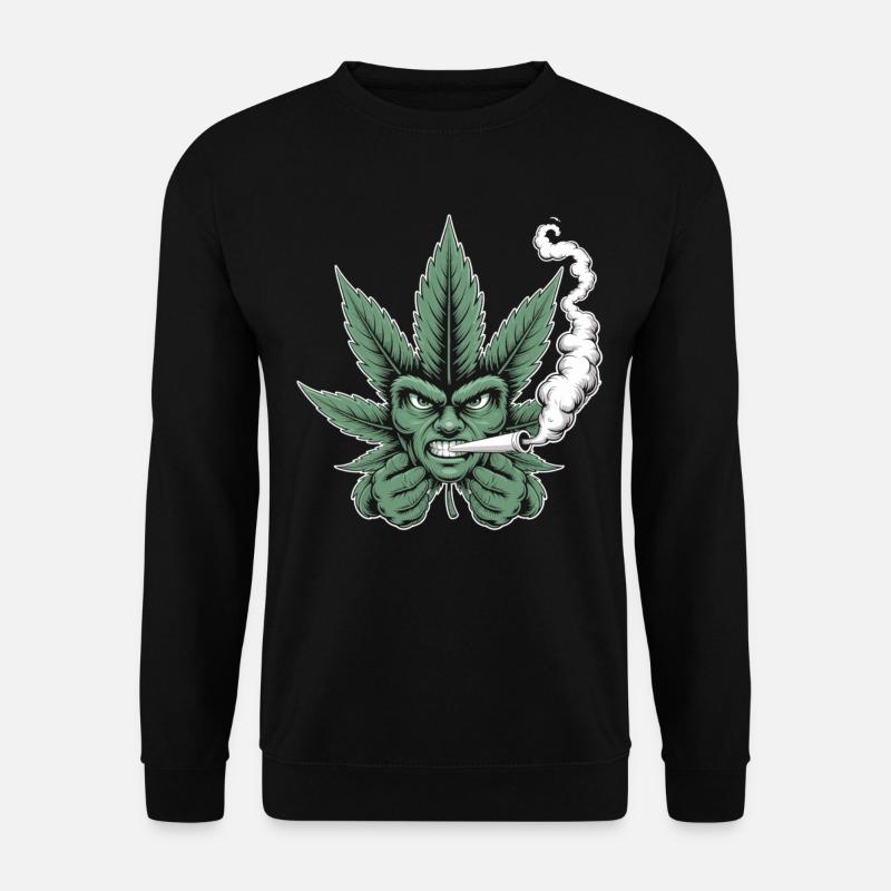 Weed Shirt – Cannabis Leaf Face Stoner - Unisex Sweatshirt - black