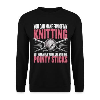 Vous pouvez vous moquer de mon tricot – Humour - Sweat-shirt Unisexe - noir - Devant - Alina (178cm) & Michal (187cm)