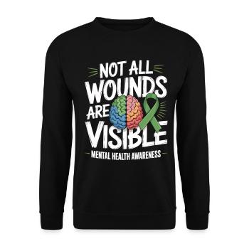 Not All Wounds Are Visible – Mental Health - Unisex Sweatshirt - black - Front - Alina (178cm) & Michal (187cm)